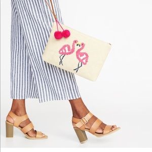 Brand new with tag Old Navy  straw pompon clutch